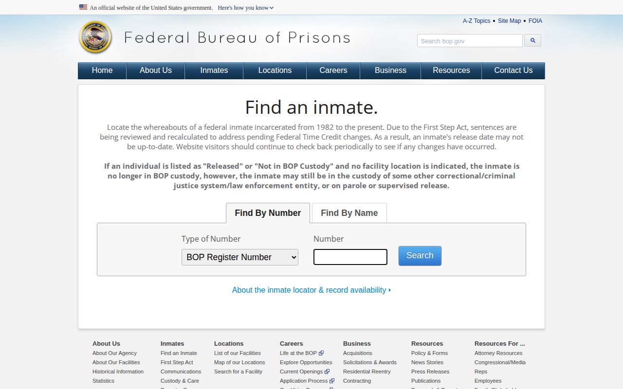 Federal locator search for a Lane County released inmate