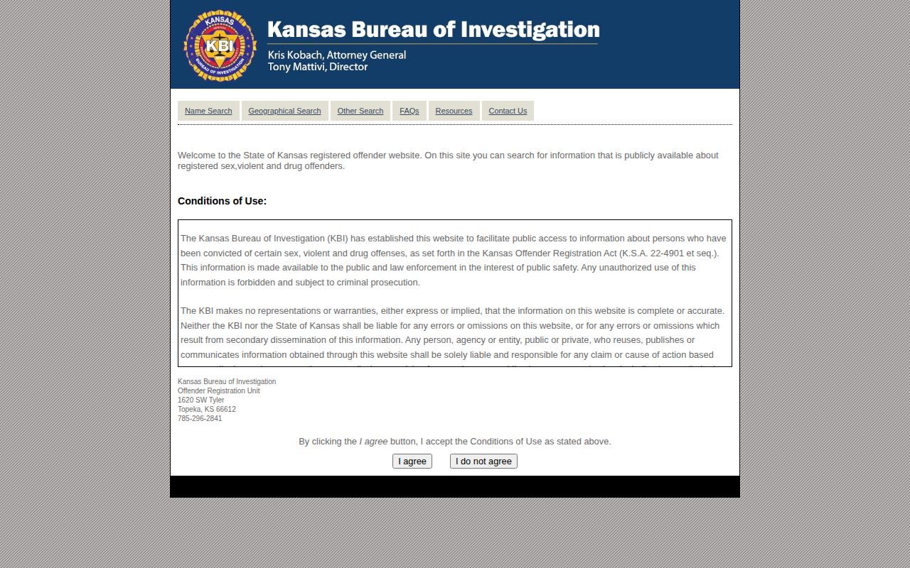 Lane County post-release registered offender search from KBI